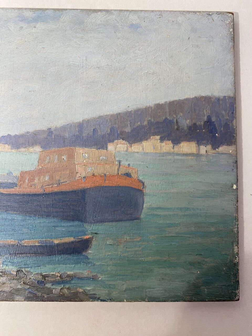 Marine, barge at the quayside, workshop stamp early twentieth century