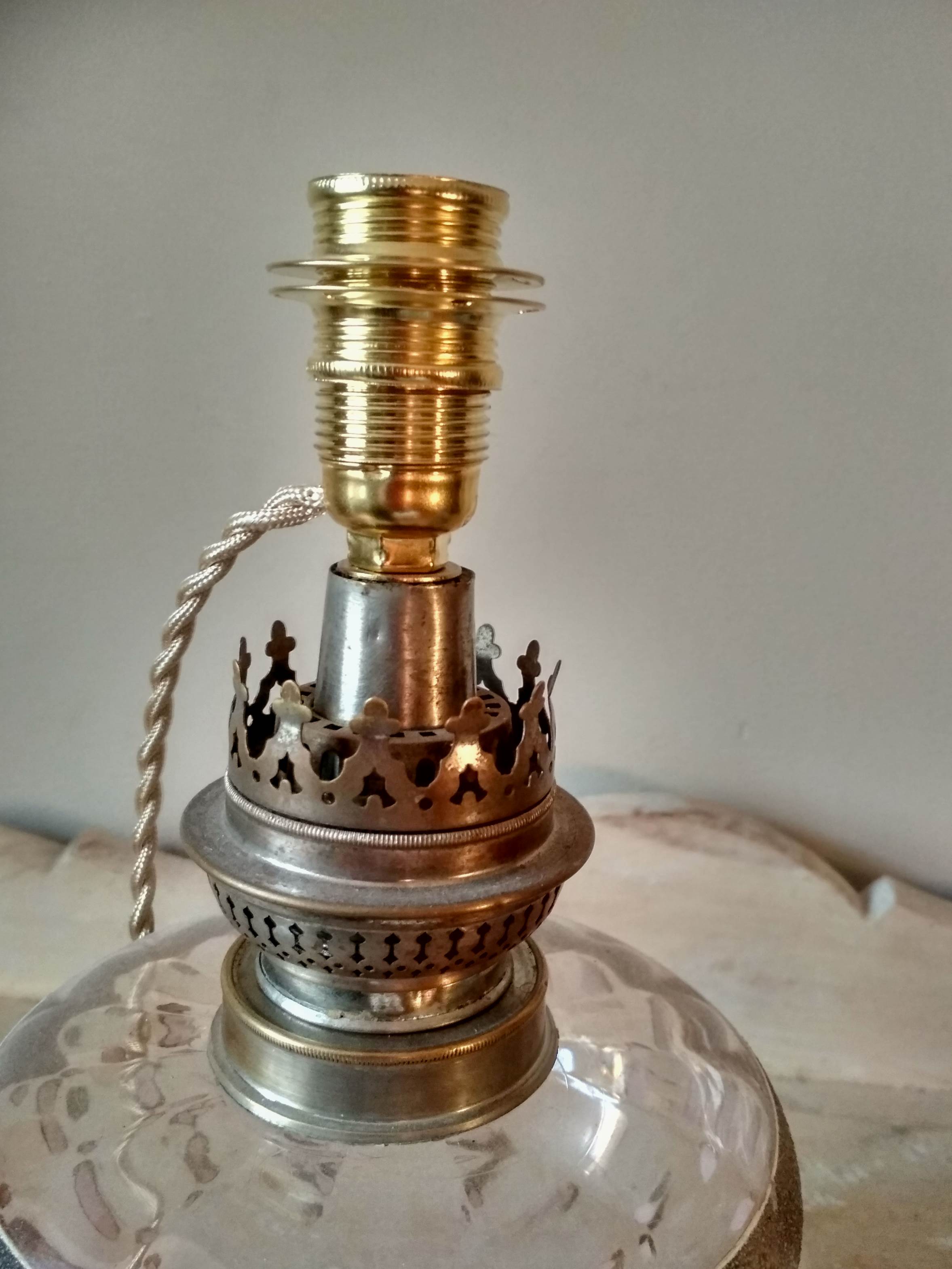 Old art nouveau oil lamp electrified