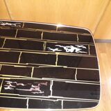 Coffee table formica feet compass glass tray 1960