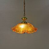 Hanging lamp in multiple layers glass and brass, by Vitrika Denmark 1980s