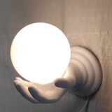 Ceramic and opaline wall lamp - 70's