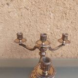 Chandelier 3 branches, silver metal, Saint Médard