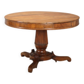 Table ronde ancienne en noyer avec tiroirs, Italie, XIXe siècle