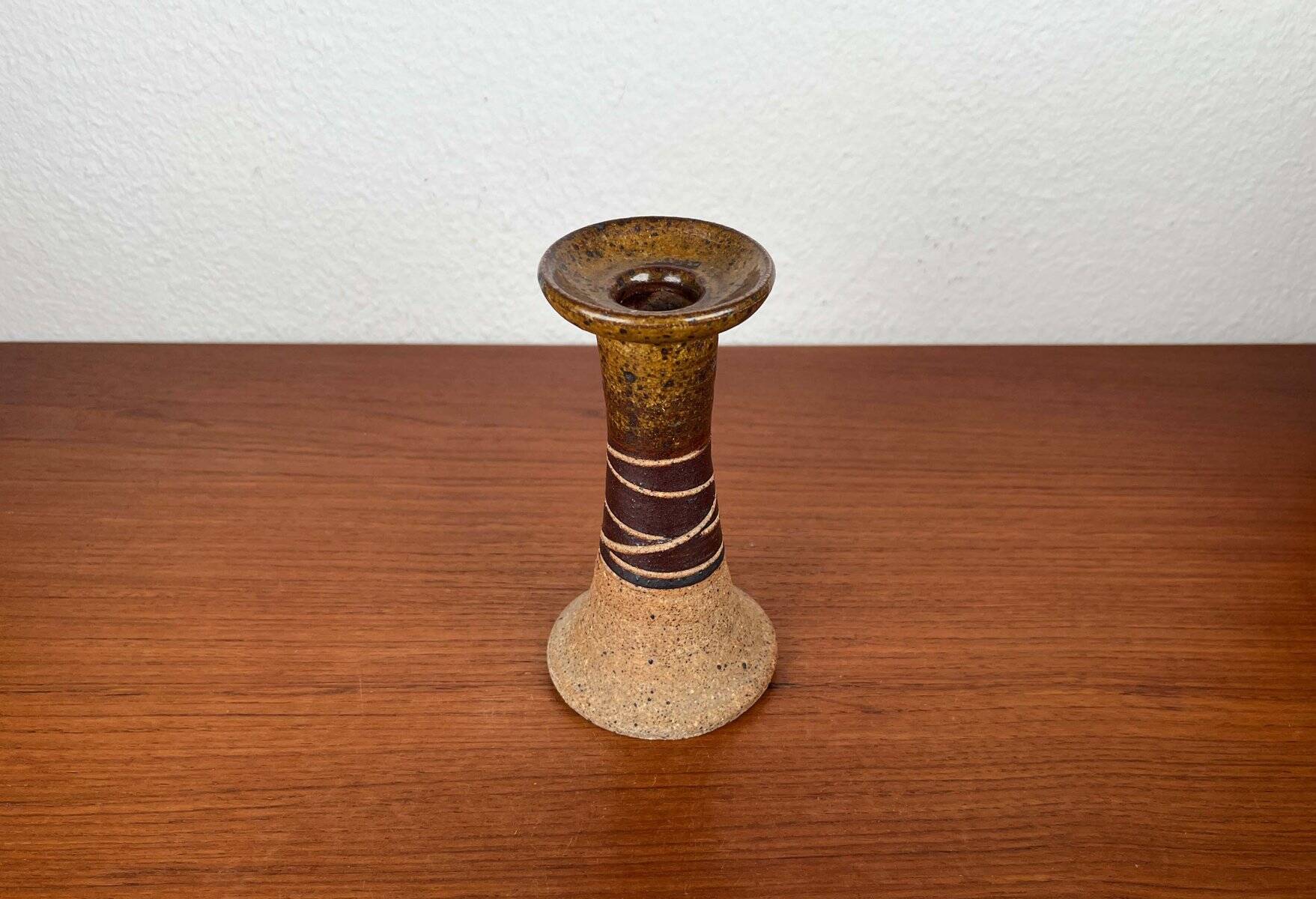 Danish studio pottery candlestick by Tue Poulsen for Tue Keramik, 1960s.