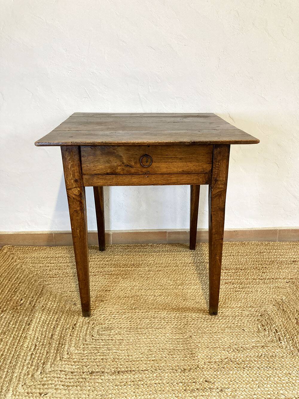 Square farmhouse table in solid oak