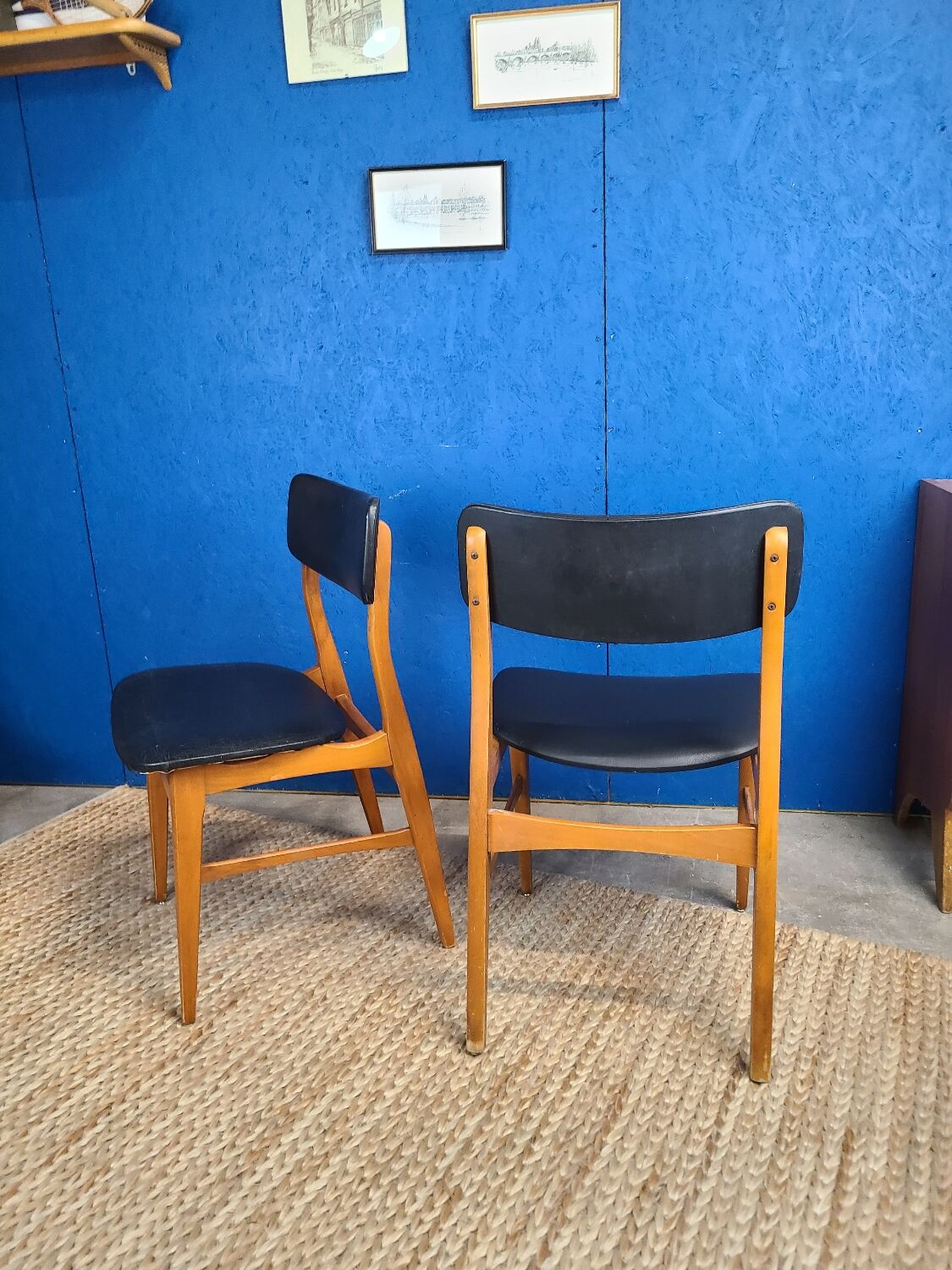 Scandinavian chair circa 1970 black skai