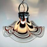 Original Murano glass flower pendant lamp in brown by AV Mazzega, Italy, 1970s.