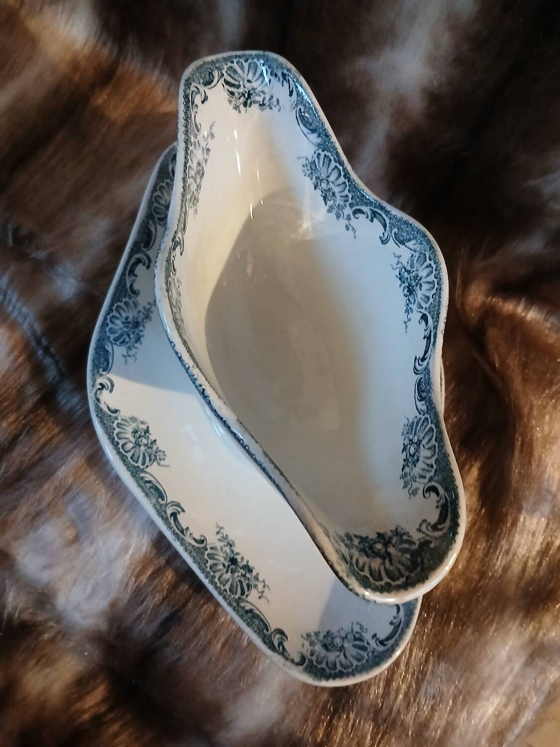 Antique sauce boat in ironstone