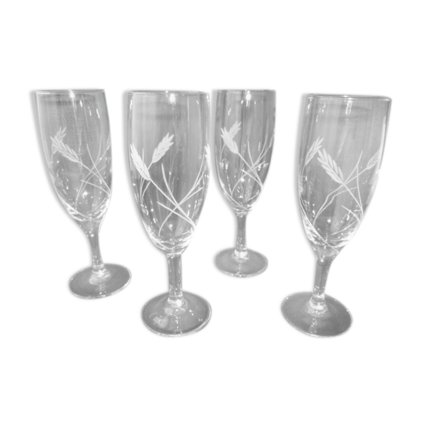 Set of 4 champagne flutes in Luminarc Model Sheaf Cob Decoration