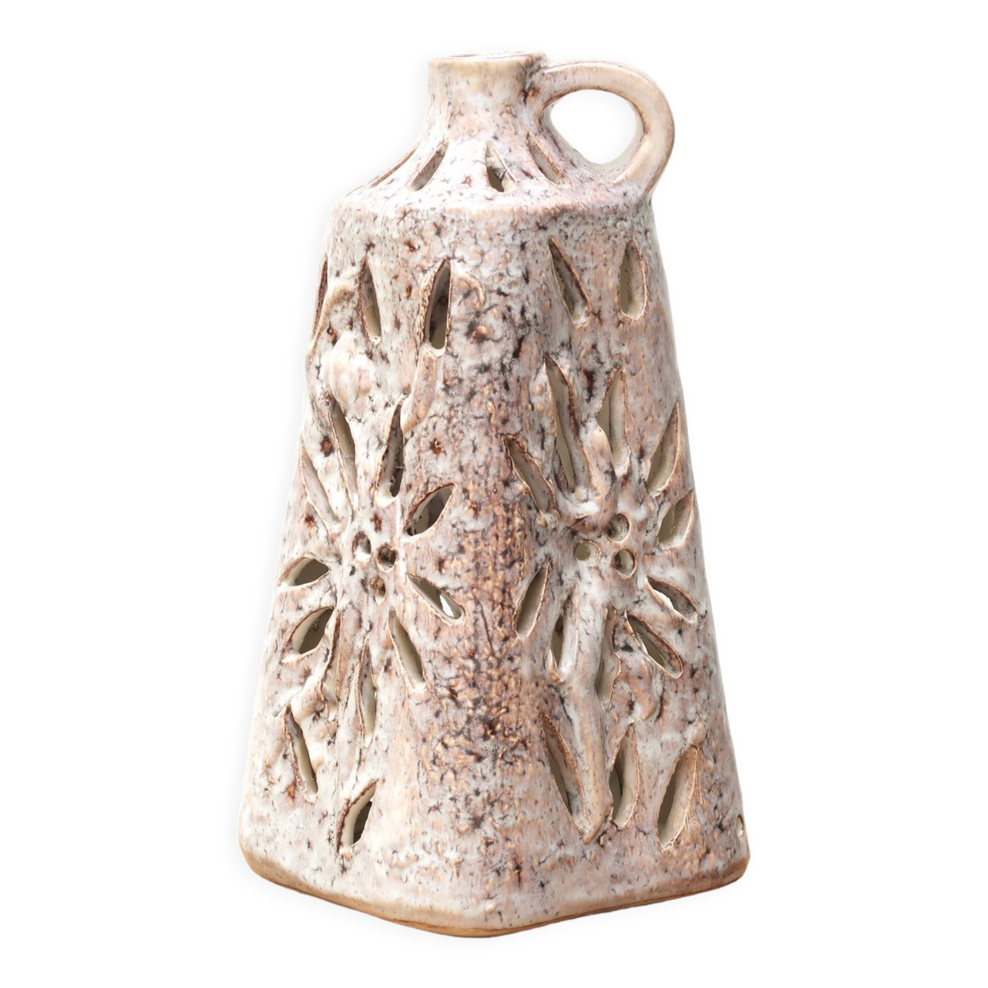 Openwork ceramic jar lamp signed Bonaudi Vallauris