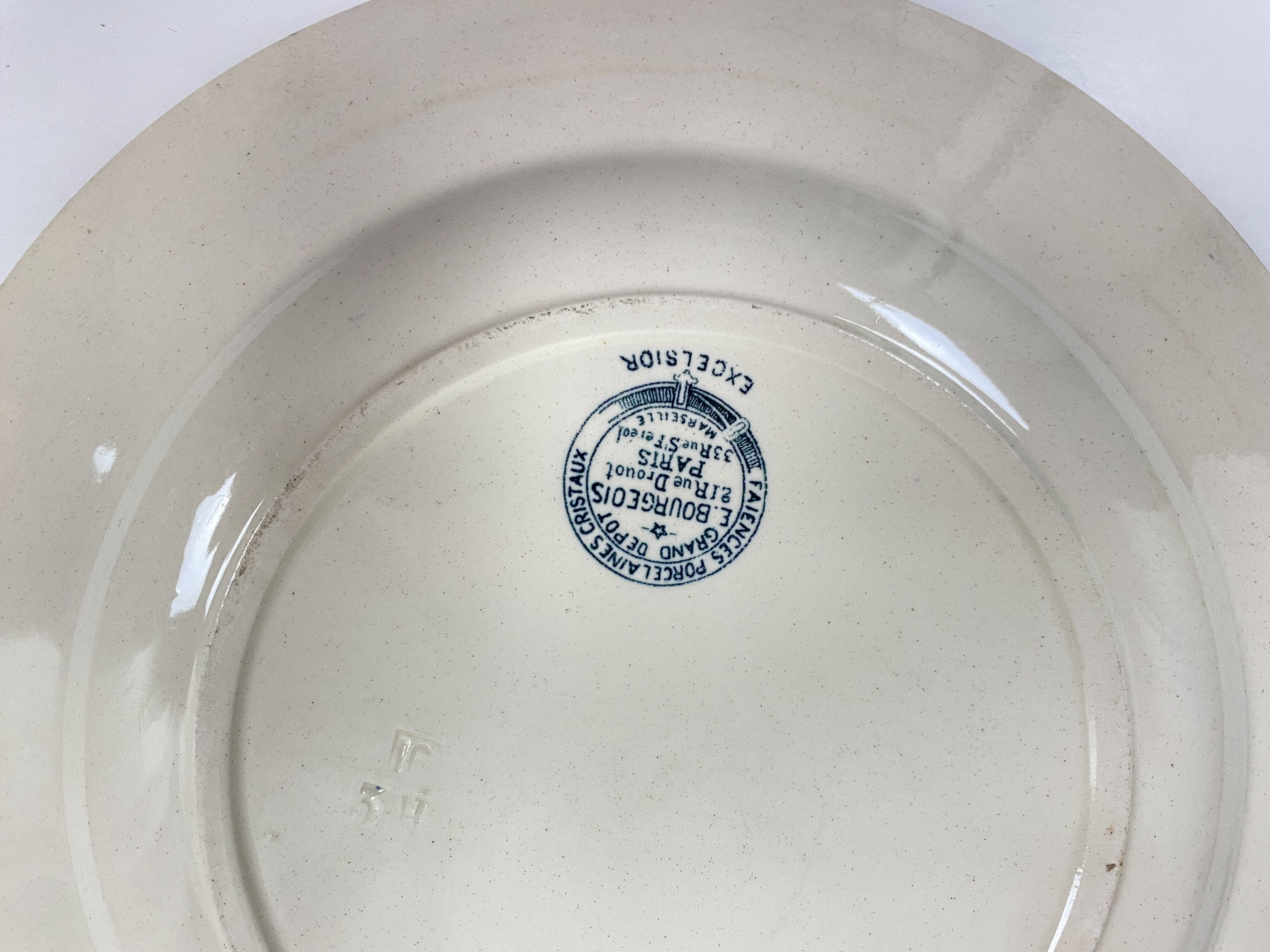 Lot of Plate, Platter, Ramier and Soup Tureen, Iron Earth, "Excelsior" service, E. Bourgeois, late 19th century