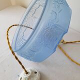 Art Deco pendant lamp in blue opaline
