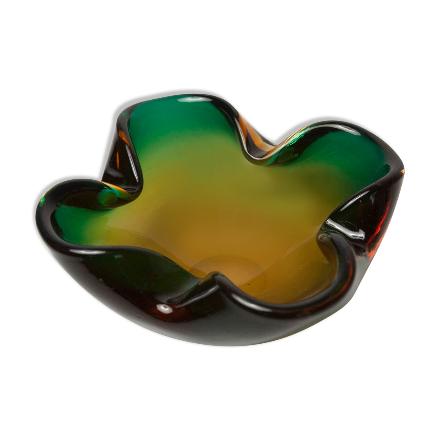 Murano 60's green and yellow ashtray