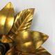 Set of 3 Golden Florentiner Leaf Theatre Wall Ceiling Light Sconces, Italy 1960s