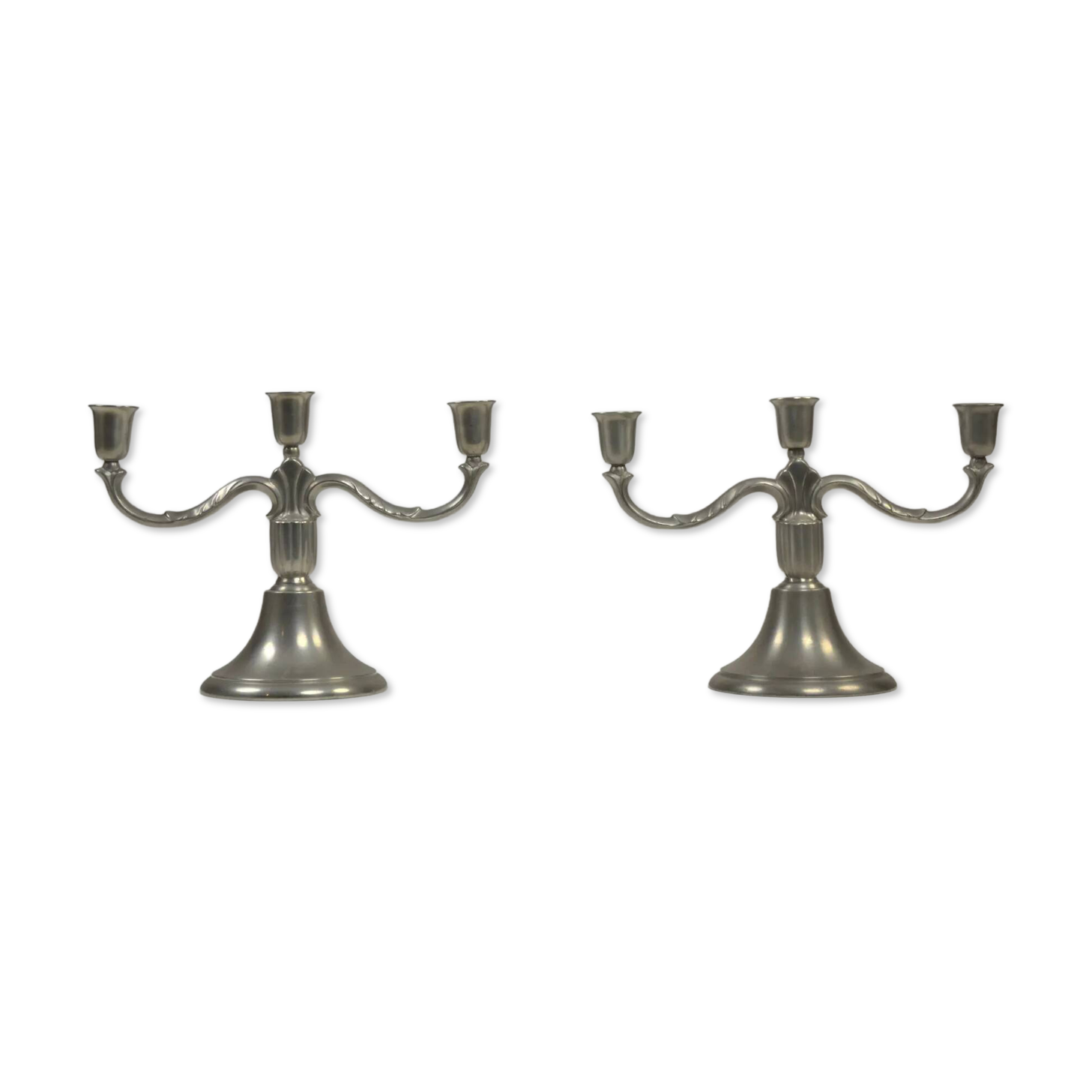 Rare pair of Pewter Candle Holders, Model 224 by GAB Tenn, Sweden, 1932