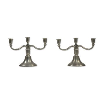 Rare pair of Pewter Candle Holders, Model 224 by GAB Tenn, Sweden, 1932