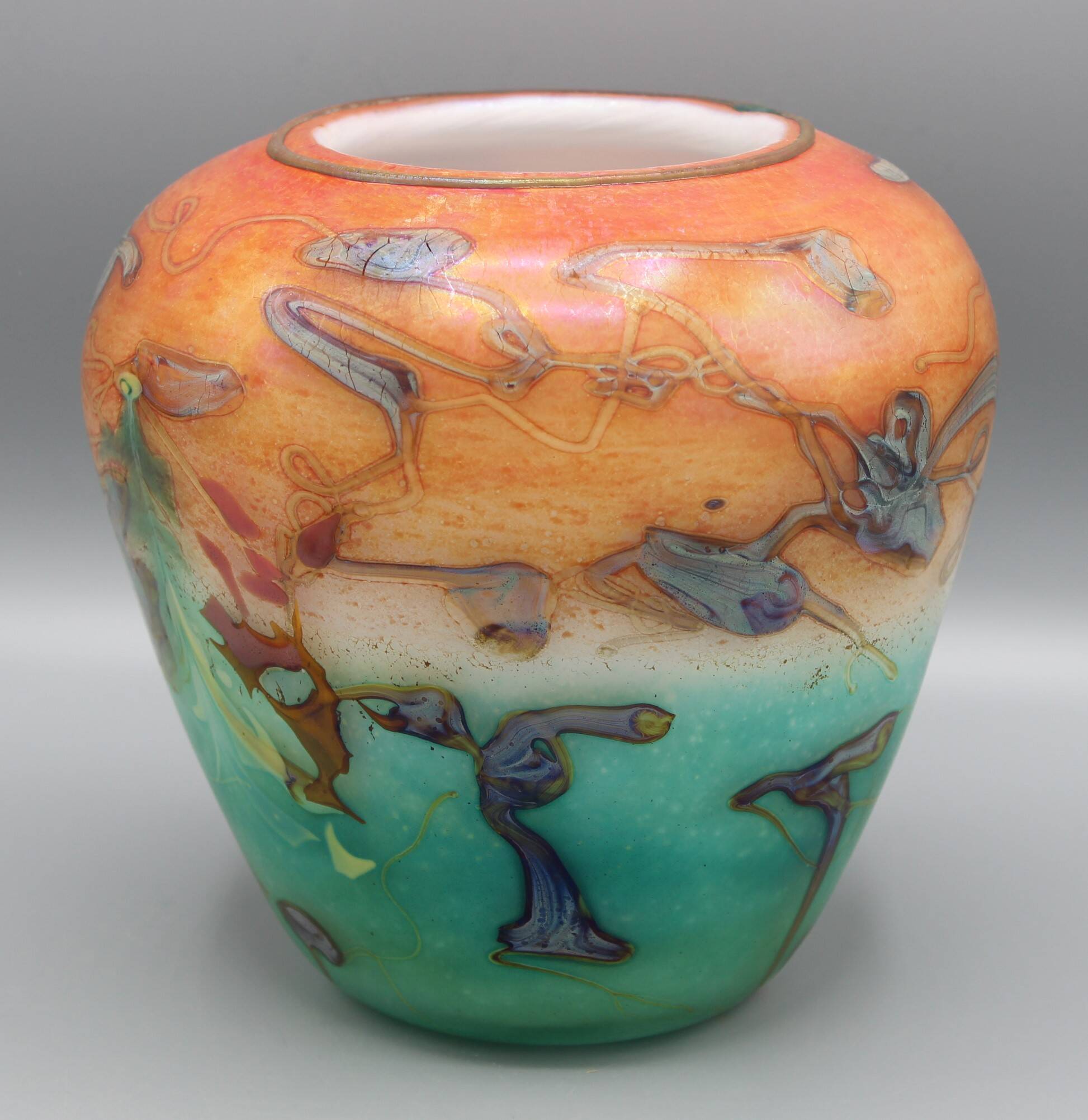 vase en pate verre signe bernard aconito