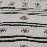 Black and purple white carpet woven by hand in pure wool