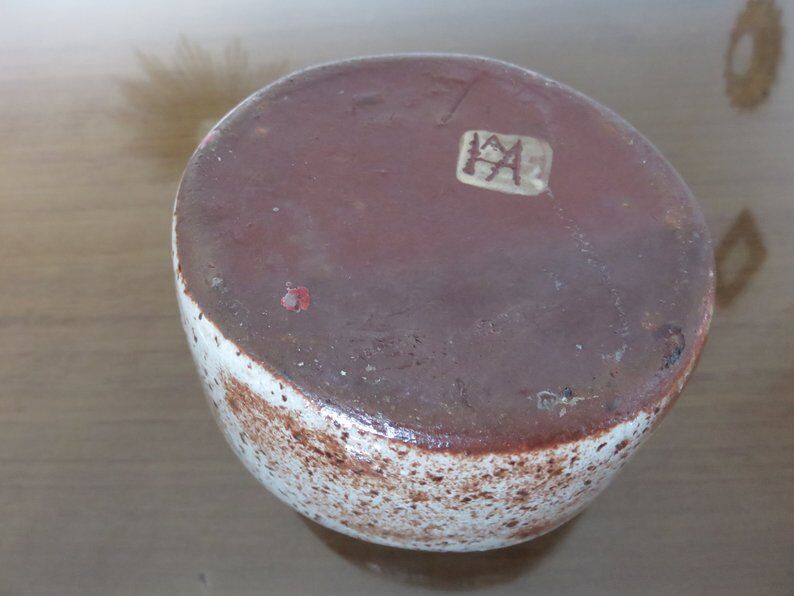 Pique flowers 60s 70s signed ceramic vase