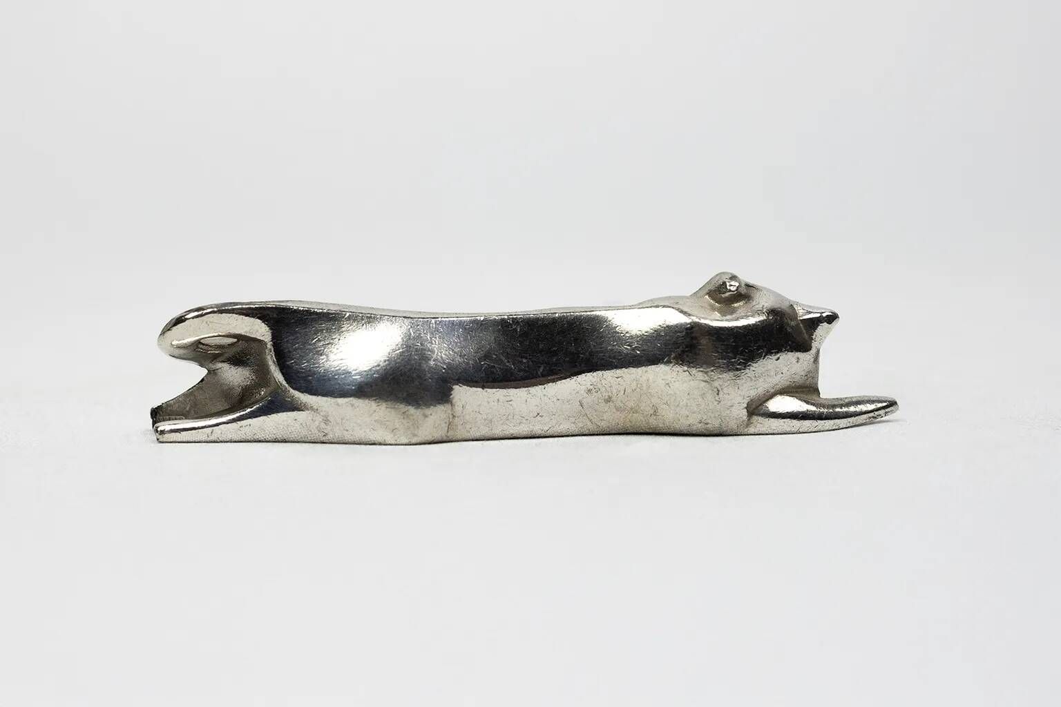 Pair of Art Deco knife rests - dog & cat - Gallia Christofle 1930