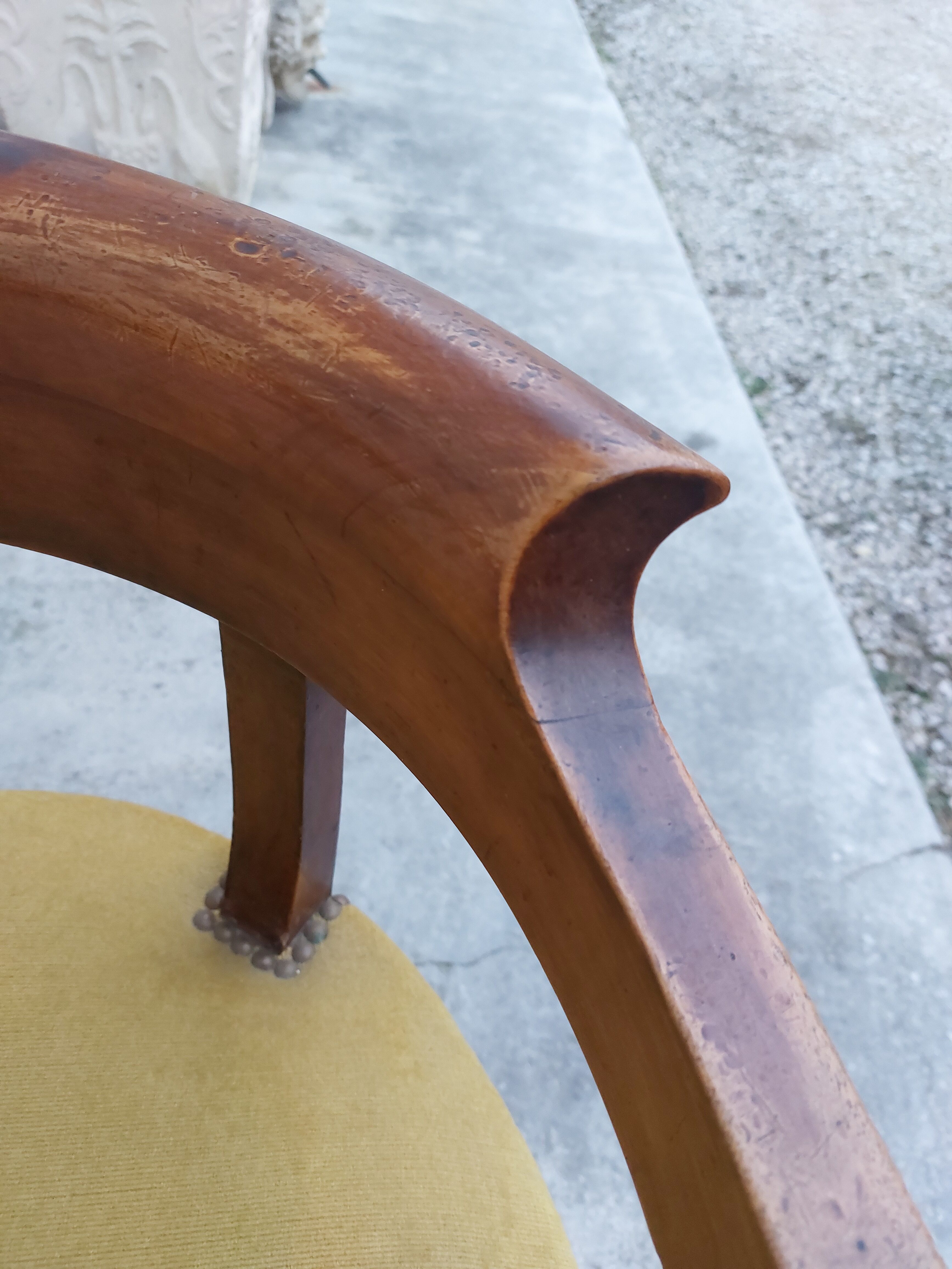 Louis Philippe office armchair in solid walnut