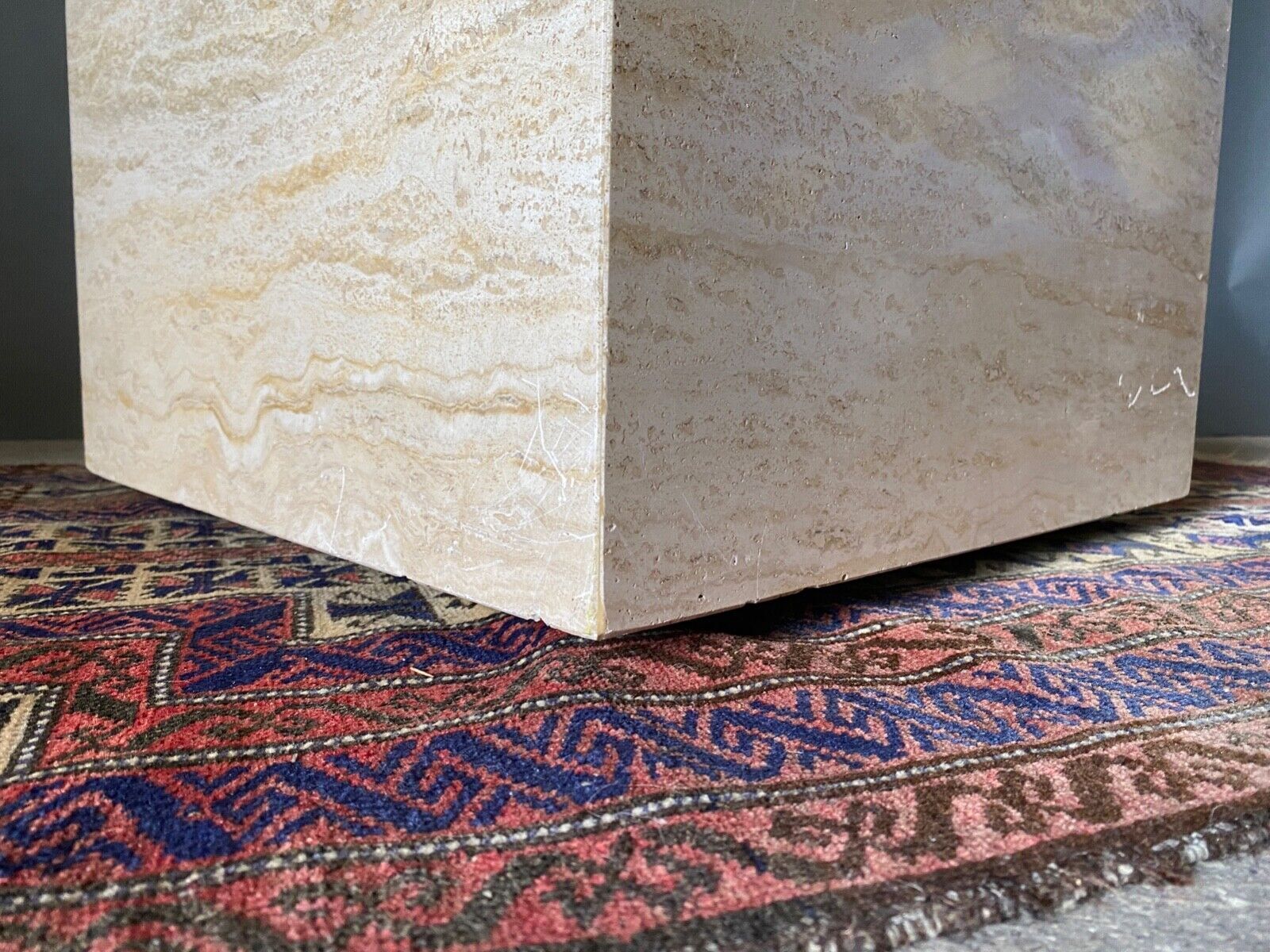 Base table shape square 1970 travertine on wheels french work