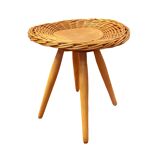 Rattan stool designed by J. Kalous, Úluv, Czechoslovakia, 1960s