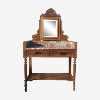 Dressing table with beveled mirror