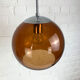 Pendant lamp ball Space Age amber glass chrome 1970s