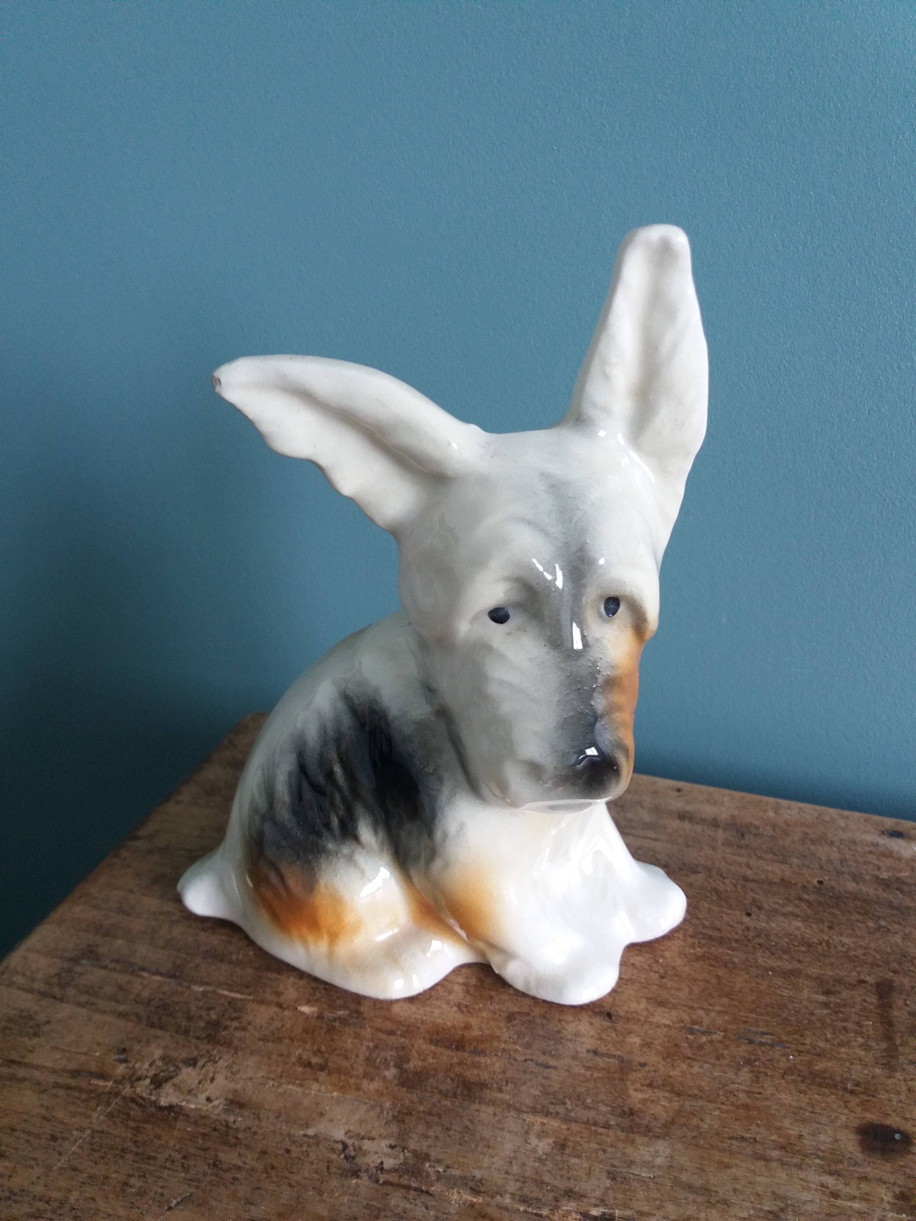 Dog signed Desvres Gabriel Fourmaintraux early 20th century