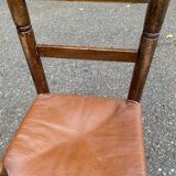 Chaise pour enfant en bois massif et cuir véritable