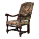 Carved walnut and tapestry armchair, late 17th century