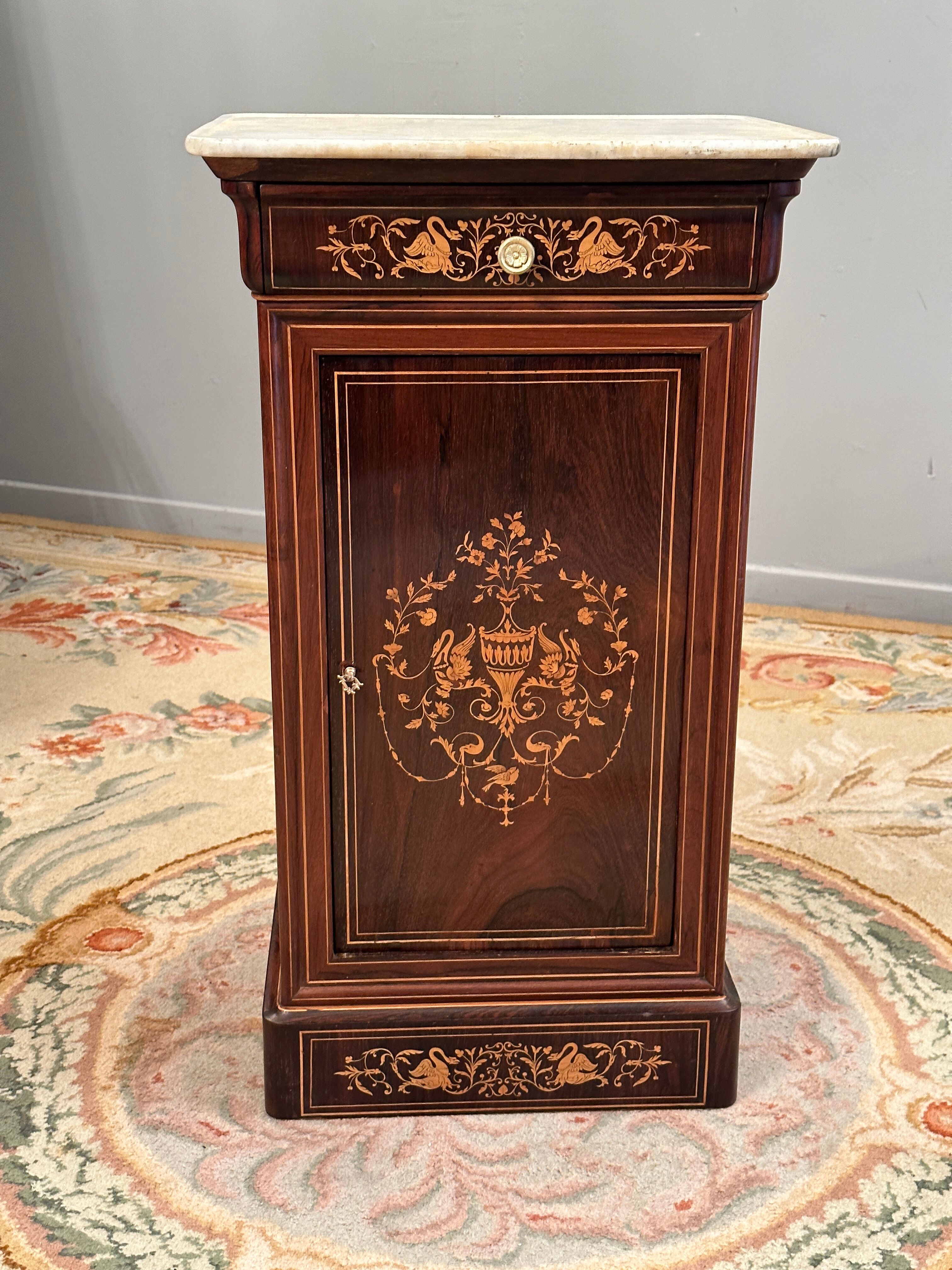 Bedside of the period Charles X in marquetry XIXth