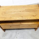 Low cabinet from Maison Regain, solid elm, circa 1960, with drawer