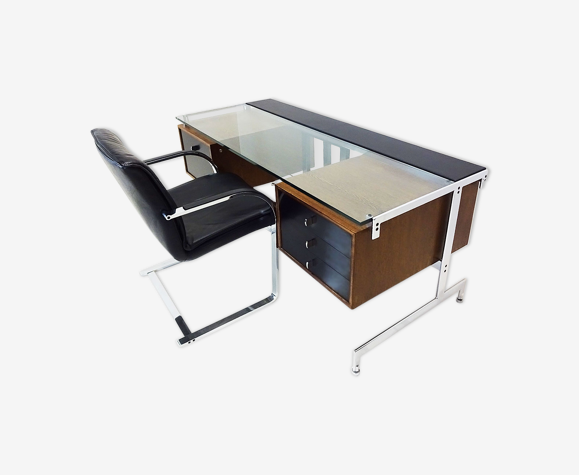 Bureau exécutif sur mesure des années 1960 avec chaise assortie par Preben Fabricius et Jørgen Kastholm
