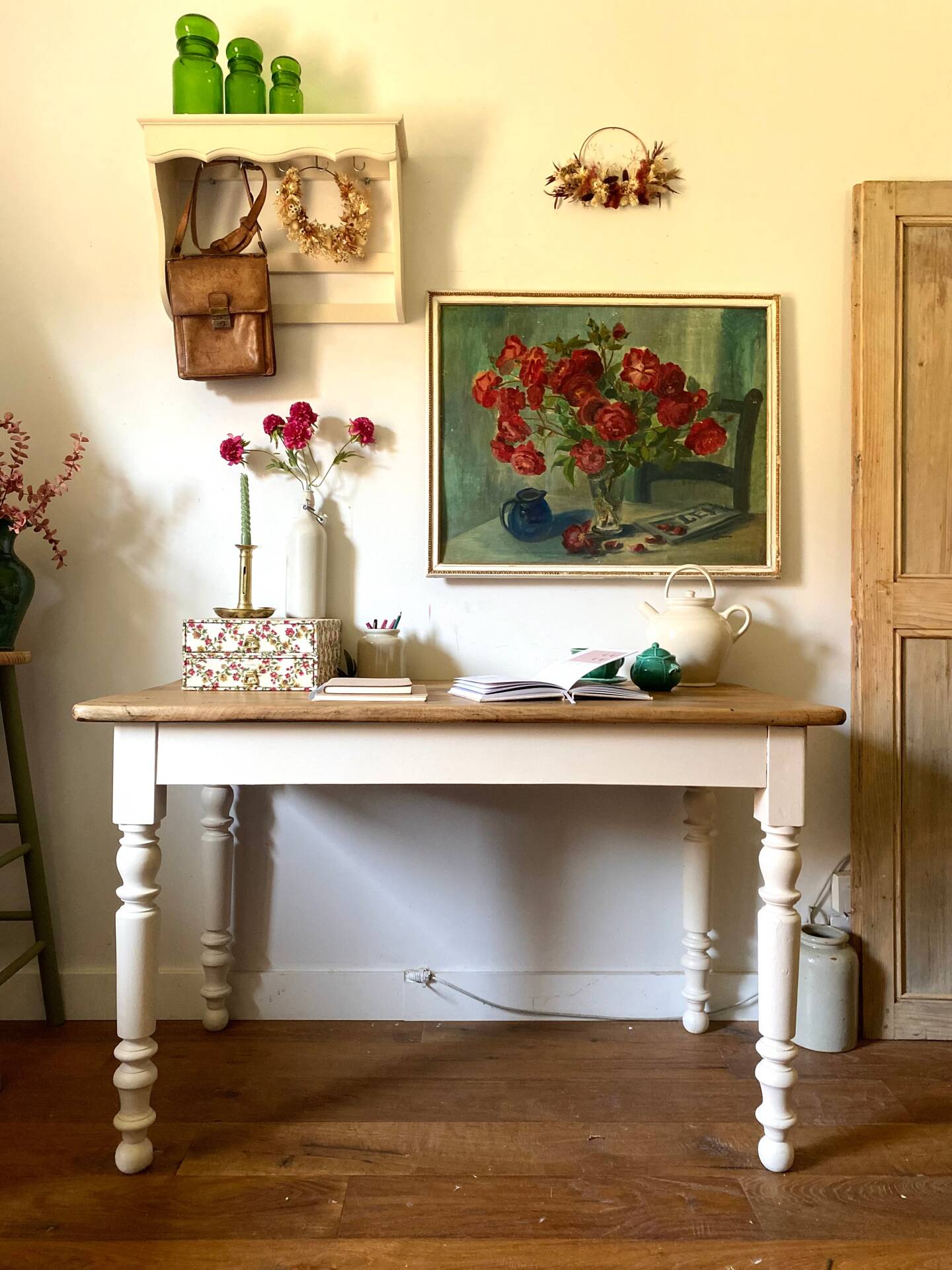 Antique wooden wall shelf