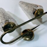 Applique double vintage • acier, laiton & verre • 1950