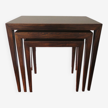 Set of 3 Severin Hansen rosewood nesting tables Denmark 1960s