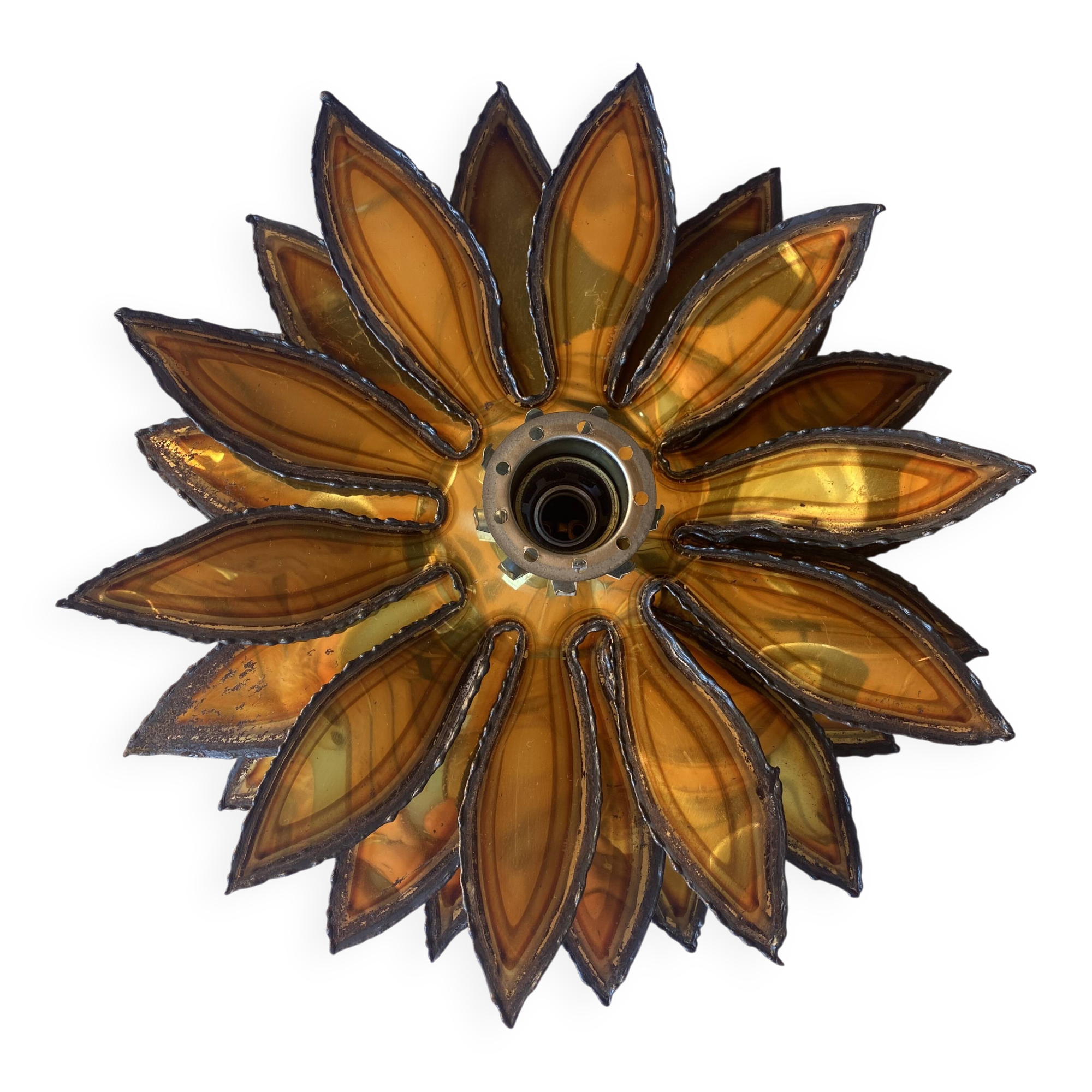 Applique murale fleur metal doré vintage