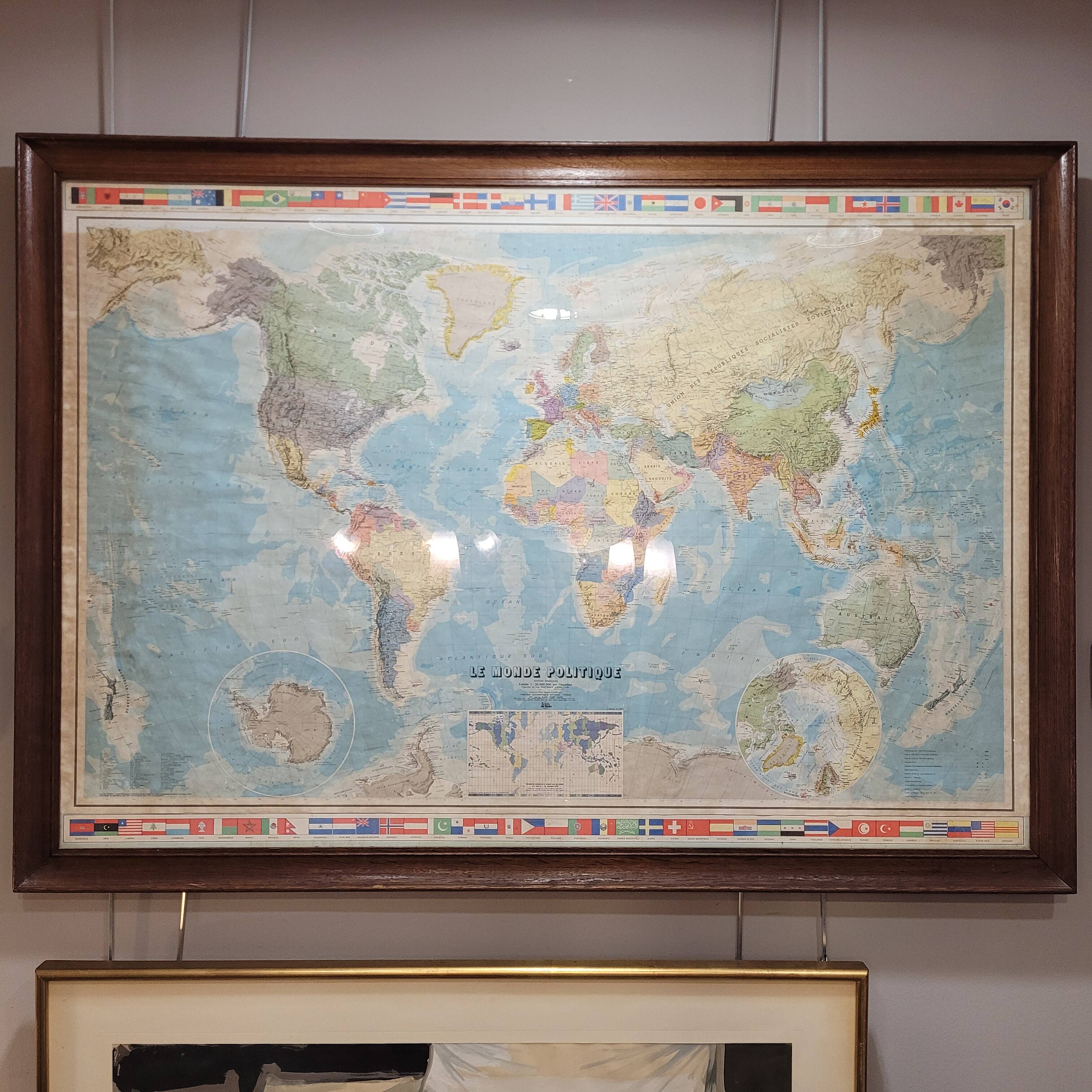 Mapa globo terráqueo / Planisferio “Le Monde Politique”, Instituto Geográfico Nacional, s. XX – Fran