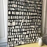Graphic abstract painting on wood support