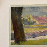 Peinture à l'huile sur toile "Maison et forêt" n°36