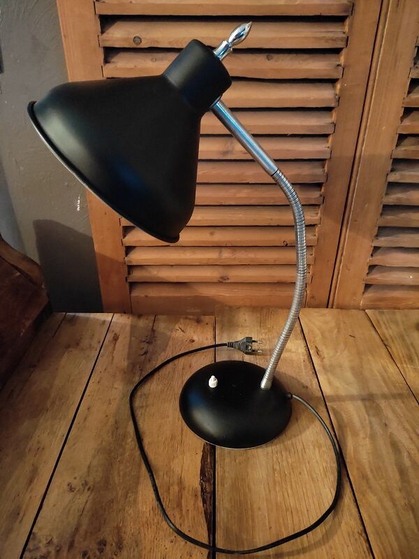 Bedside lamp desk metal Aluminum black velvet Original old