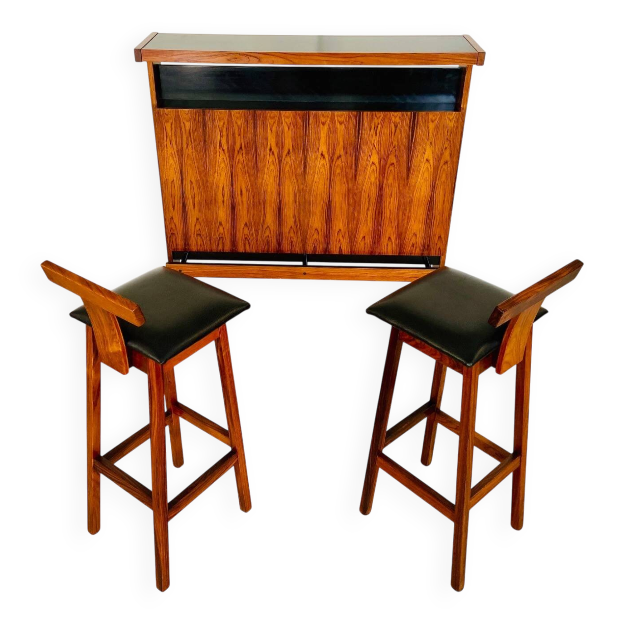 Mid-century rosewood bar and stools by Niels Erik Glasdam Jensen 1960s