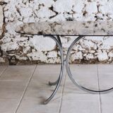 Chrome and smoked glass dining table in the style of Gastone Rinaldi, 1970.