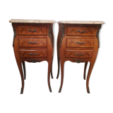 Pair of Louis XV style bedside tables in marquetry