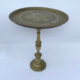 ORIENTAL GUERIDON IN BRONZE AND BRASS XIX EME GRAVEL PLATEAU BEAUTIFUL PATINA