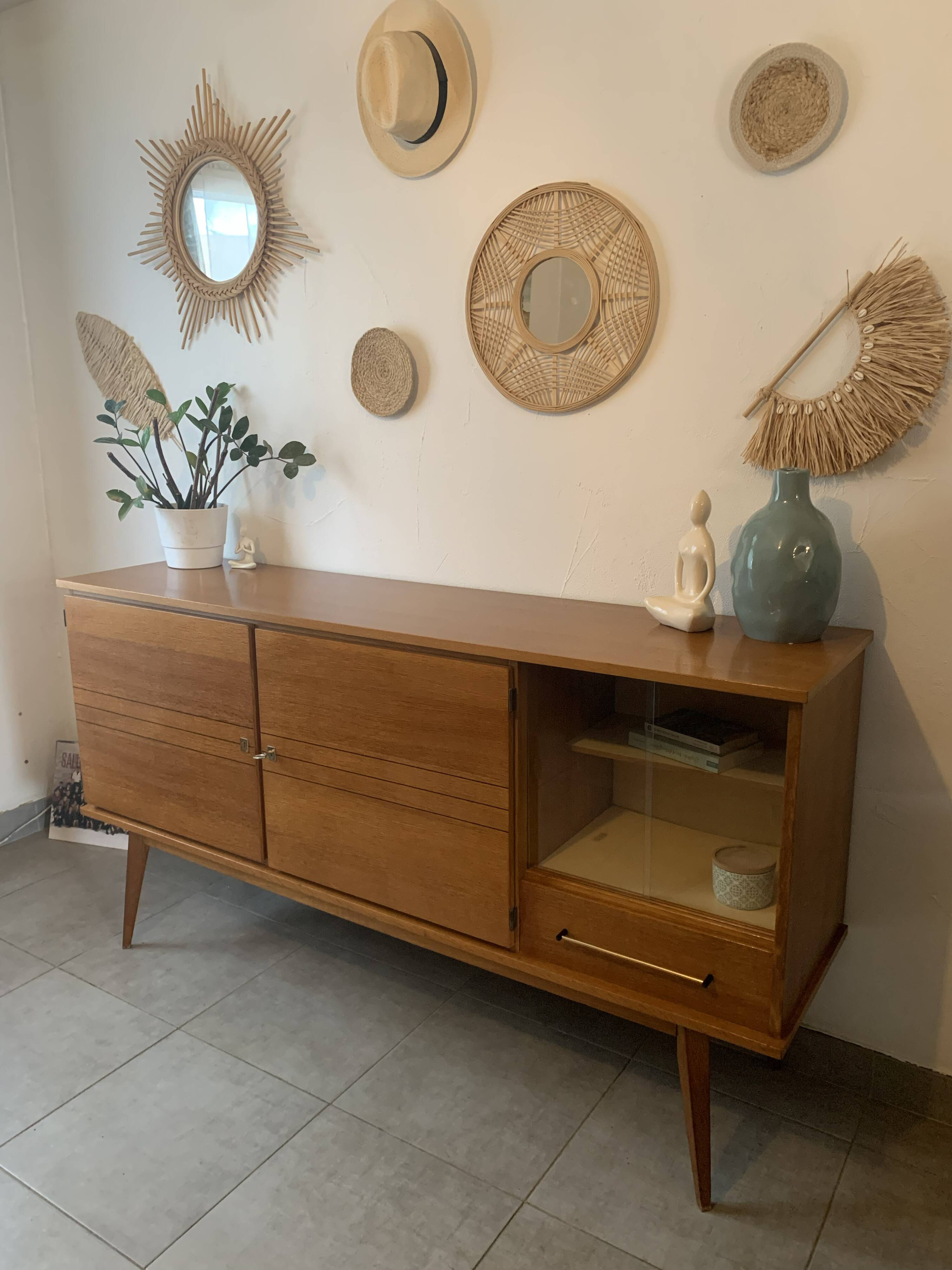 Vintage 1960s oak sideboard