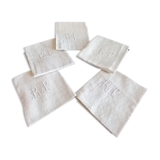 Set of 5 cotton napkins, light ivory, RP monogram