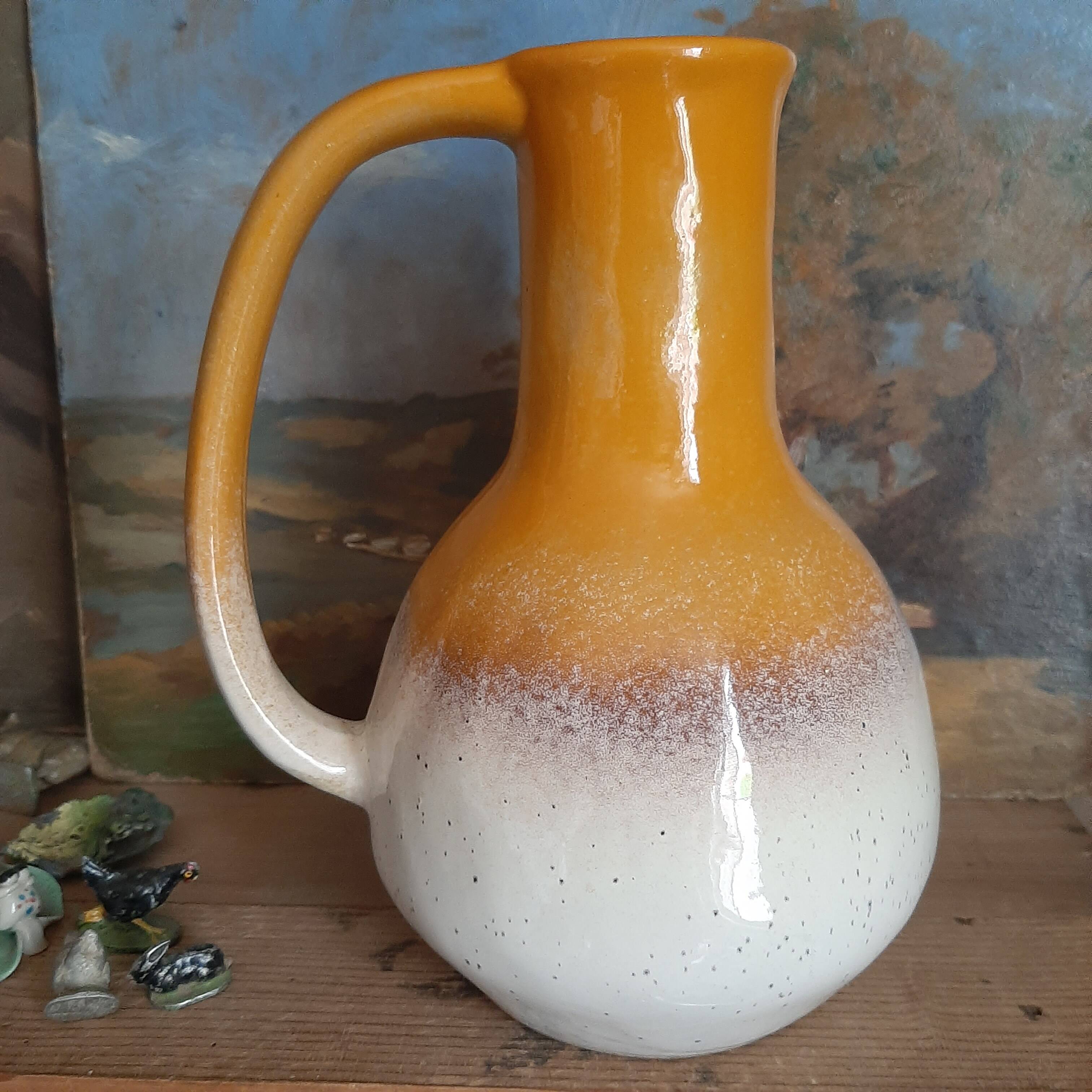 Two-Tone Ceramic Stoneware Carafe Pitcher - Vintage Design